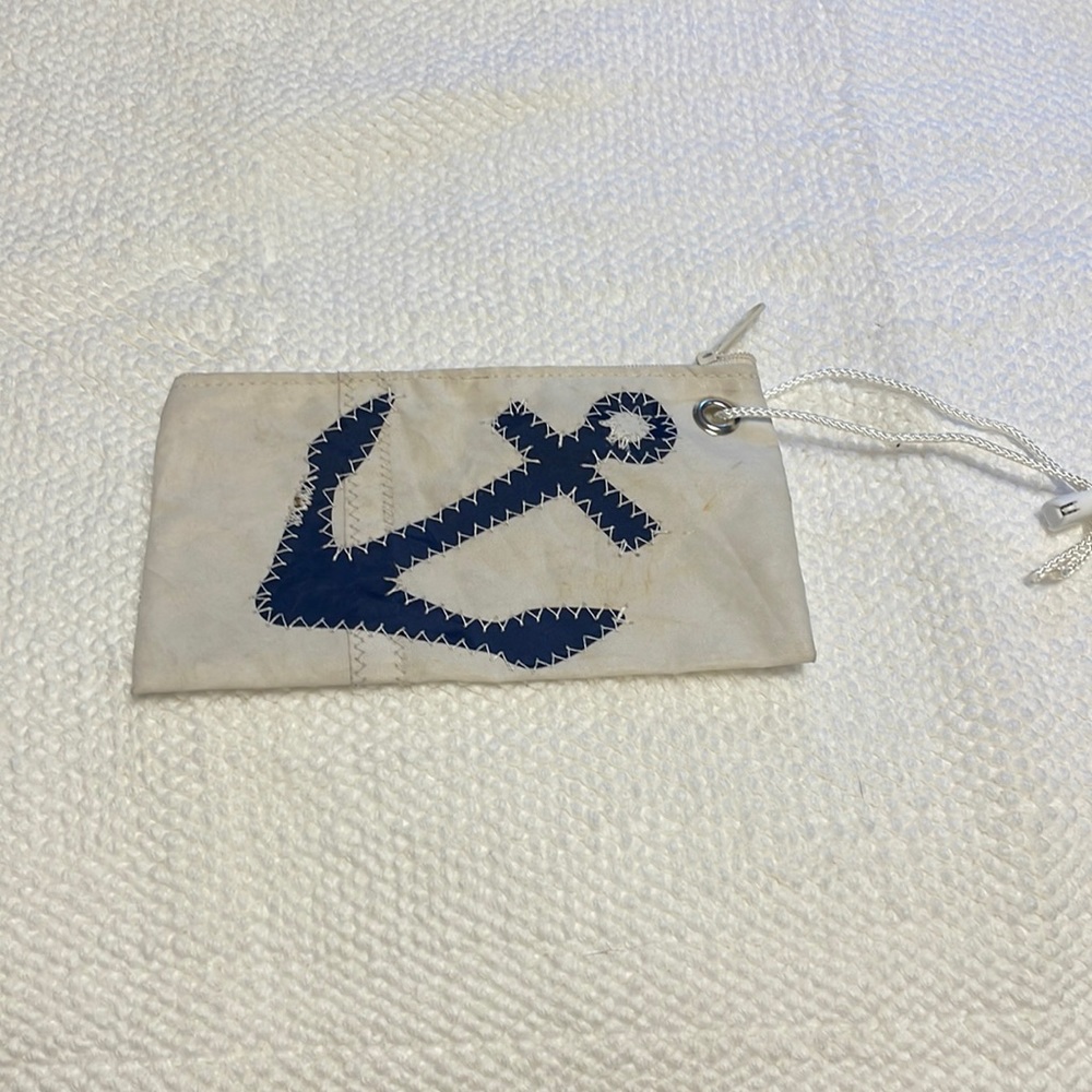 Repurposed Sail Material Wristlet with Anchor
